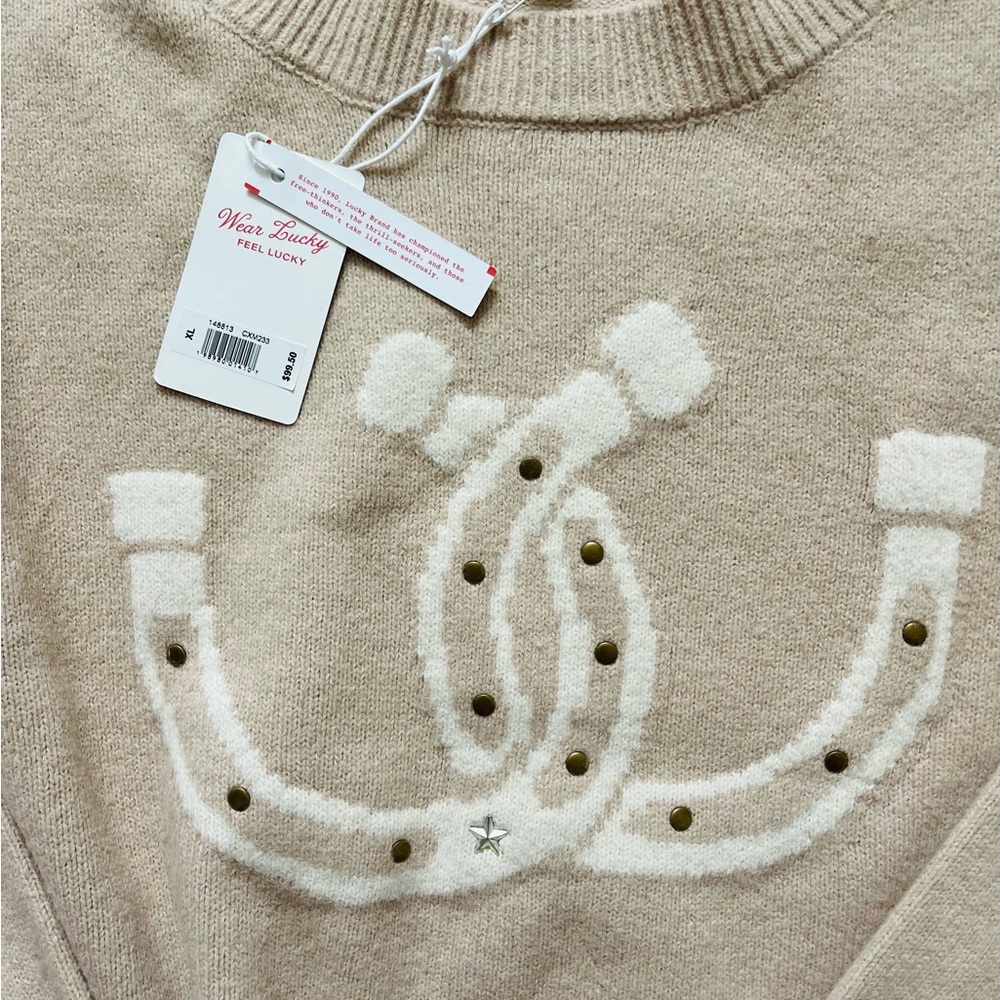 🎉 LAST ONE🎉 - Make Offer Now 
Lucky Brand Women's Tan Crew Neck Sweater - Picture 2 of 6